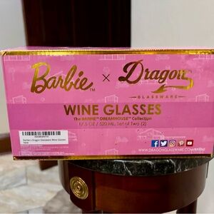Barbie Pink & Gold Wine Glasses Set